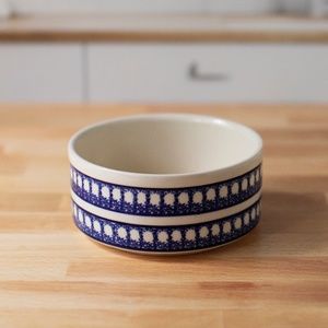 Blue and Cream Ceramic Bowl